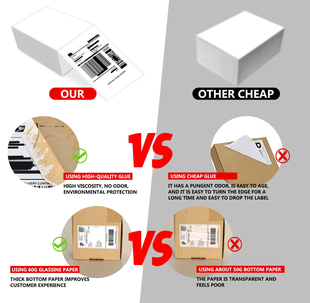 4x6 Fanfold Thermal Labels Bulk 100-6000