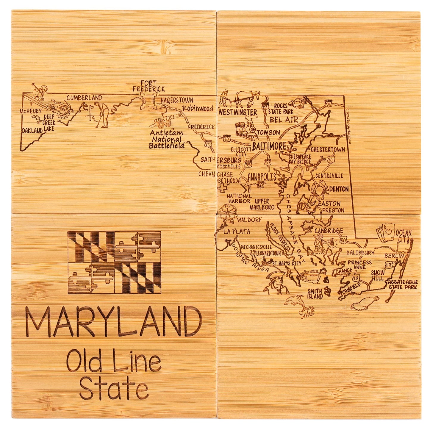 Maryland Puzzle 4-Pc. Coaster Set with Case