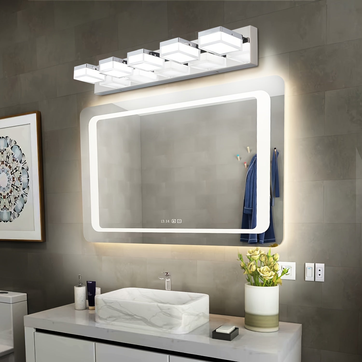 SOLFART 9608 Modern Dimmable Led Vanity Light For Bathroom Over Mirrors