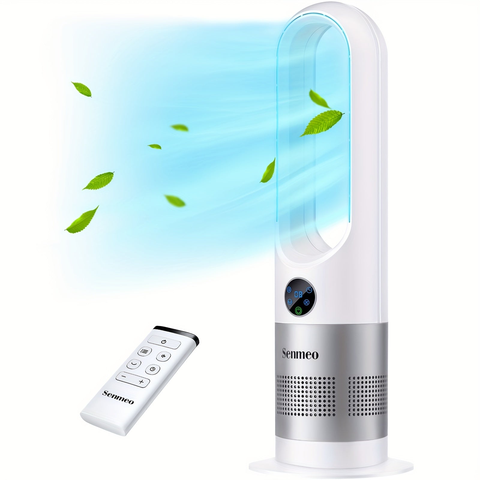 Tower Fan 164fts Quiet Bladeless Fan 8 Speeds 90 Swing 9H Timer Large LED Display With Auto Off Easy To Clean Portable Oscillating Fan With Remote For Bedroom Kitchen Office